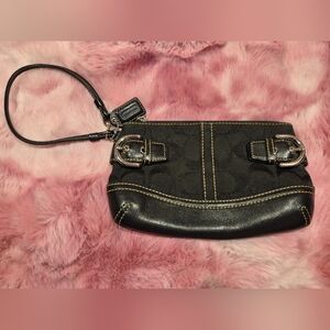 Coach Black Wristlet w/Silver Buckle Accents (Vintage)